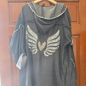 Raw Edge Gray Women's Kimono